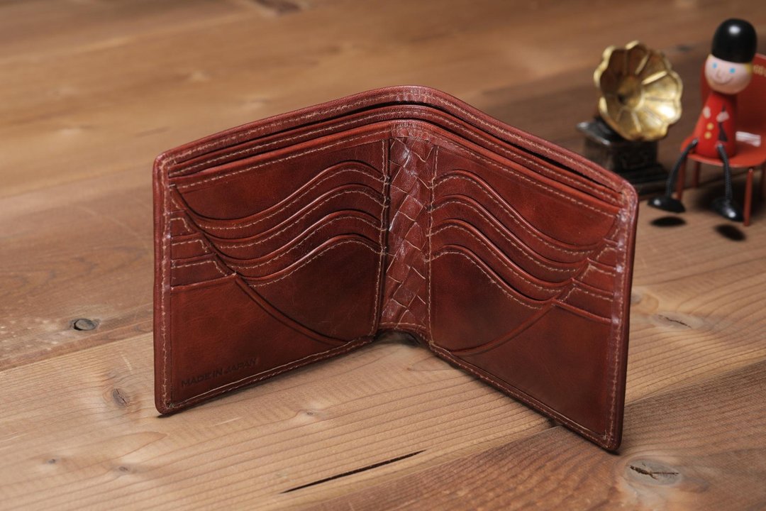 BASIC wallet BROWN card type - 皮夹/钱包 - 真皮 咖啡色