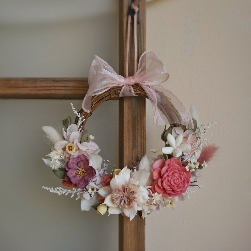 【遇见恒久】桃梦幻境不凋干燥花圈 - 干燥花/捧花 - 植物．花 
