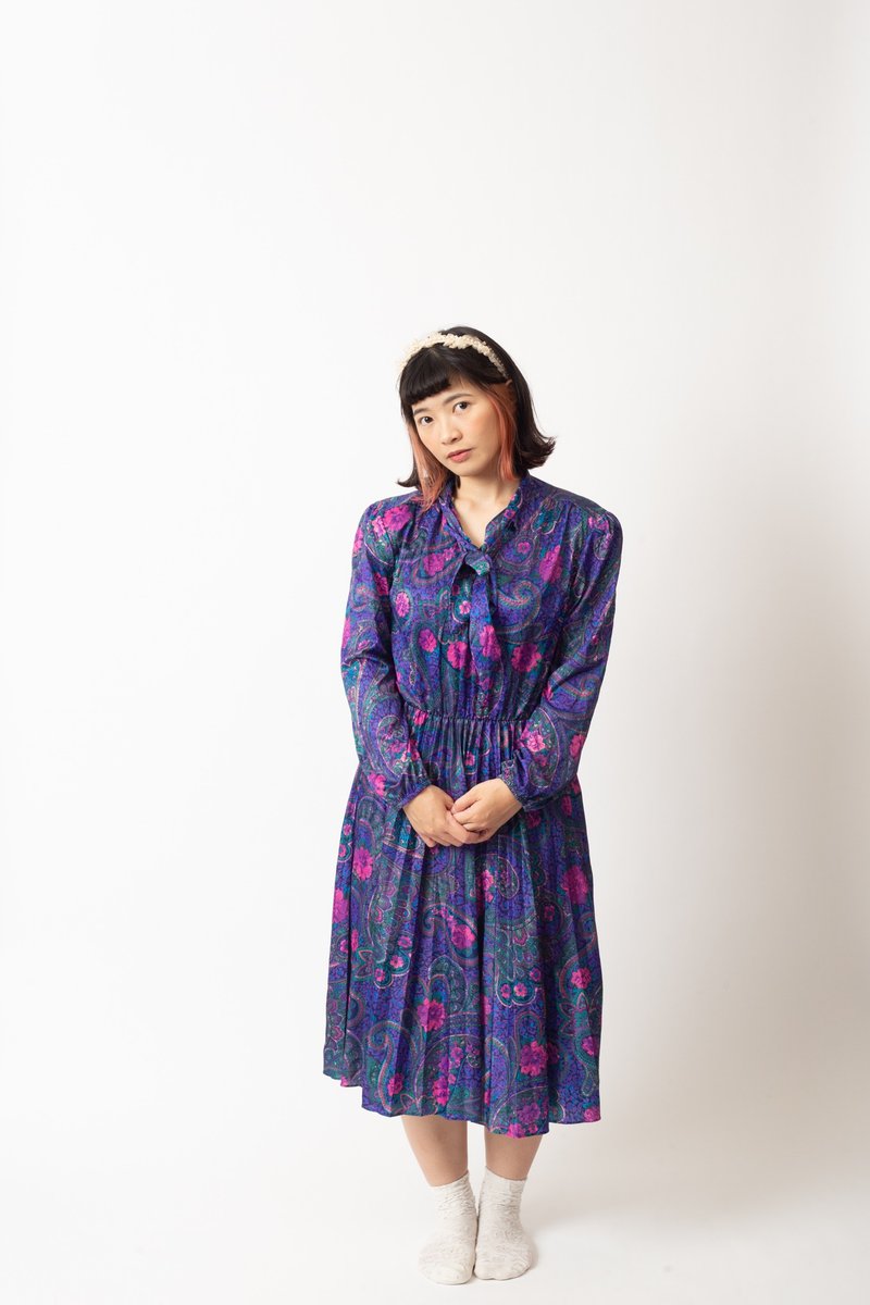 Vintage American dress 古着美式洋装【初恋贩卖所】B628 - 洋装/连衣裙 - 聚酯纤维 