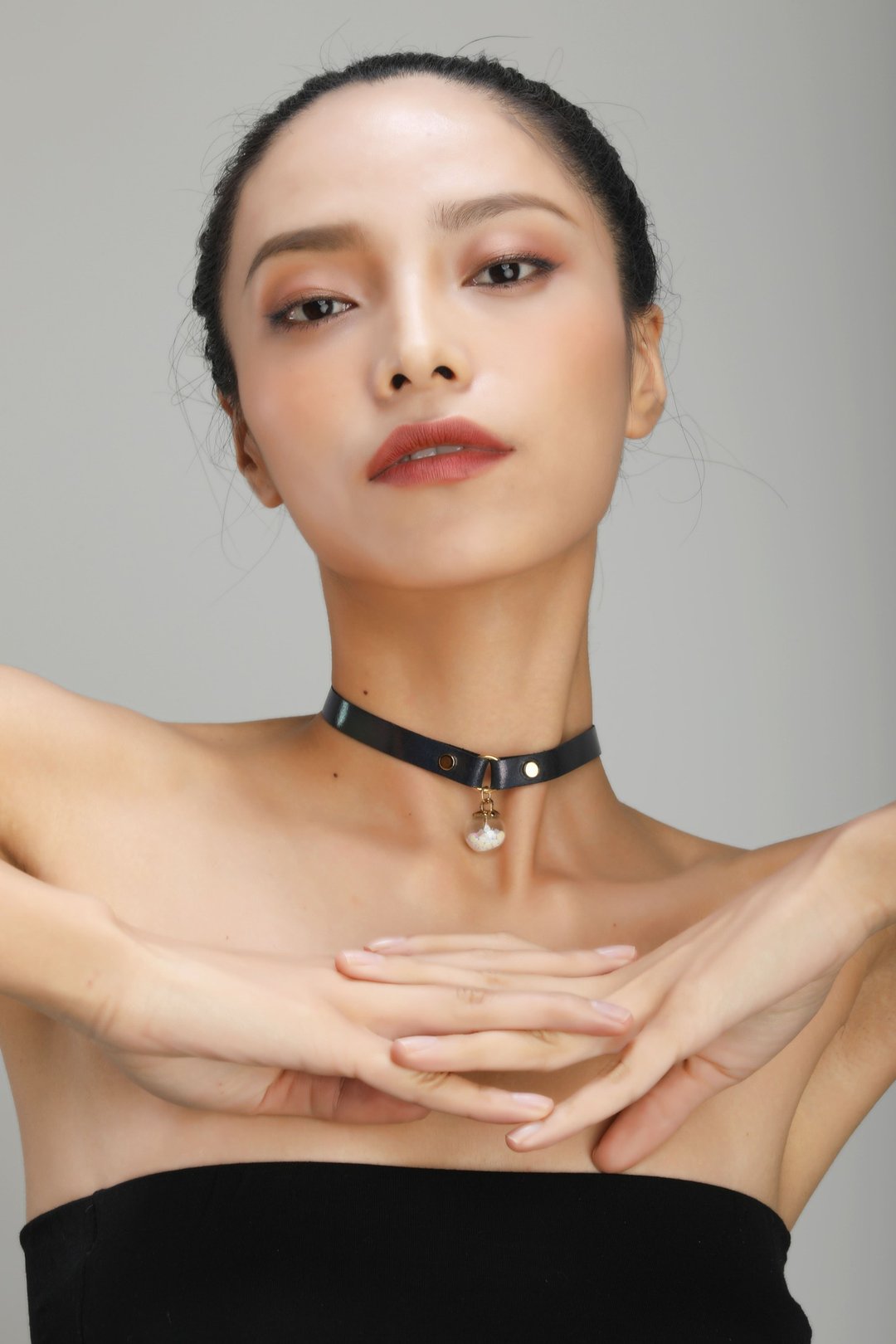 Starry Sky 许愿球黑色 Choker –细款 - 项链 - 真皮 黑色