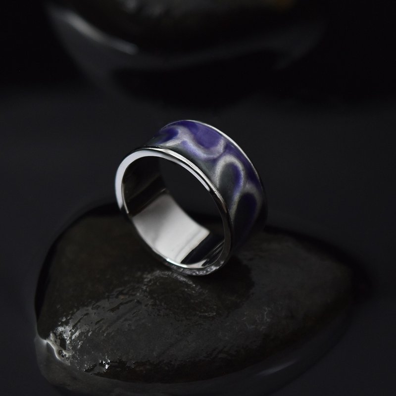 【定制化礼物】珐琅银戒 -幻紫洋流 NAVY PURPLE OCEAN CURRENTS - 戒指 - 银 多色
