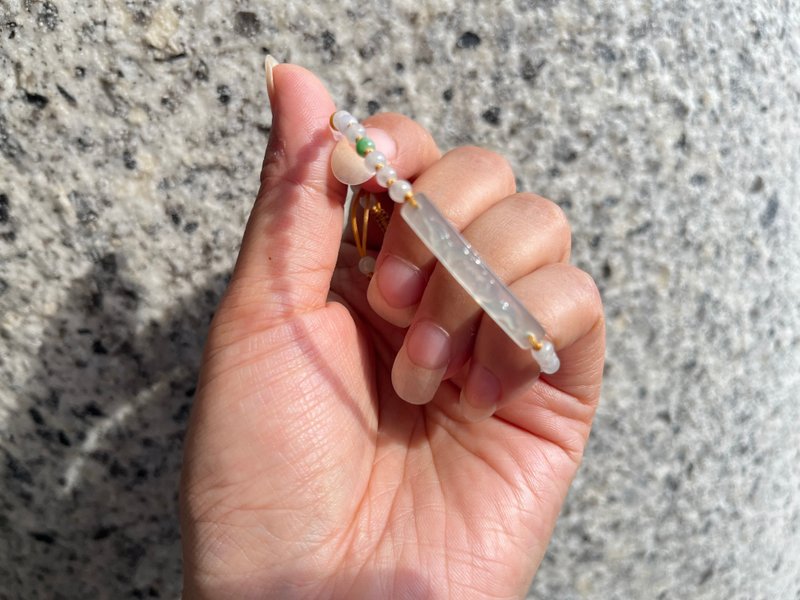 3mm天然A货缅甸玉 冰种晴水翡翠手牌编绳设计手串hsm - 项链 - 玉石 绿色