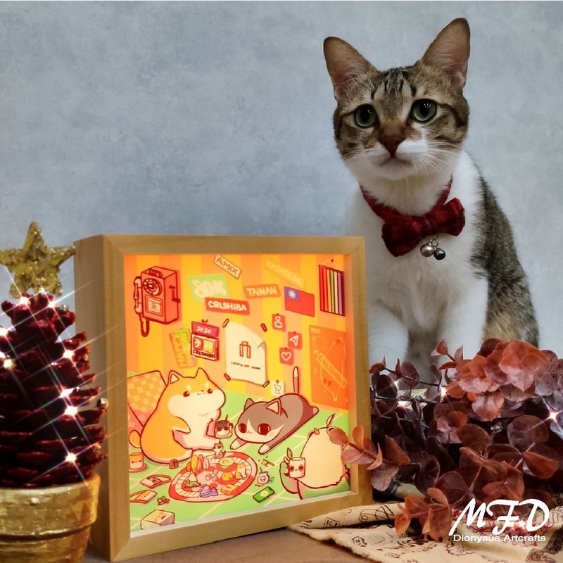 【限量商品】棉花糖柴柴。废猫阿米相框灯/独家/礼品/毕业季/生日 - 摆饰 - 木头 