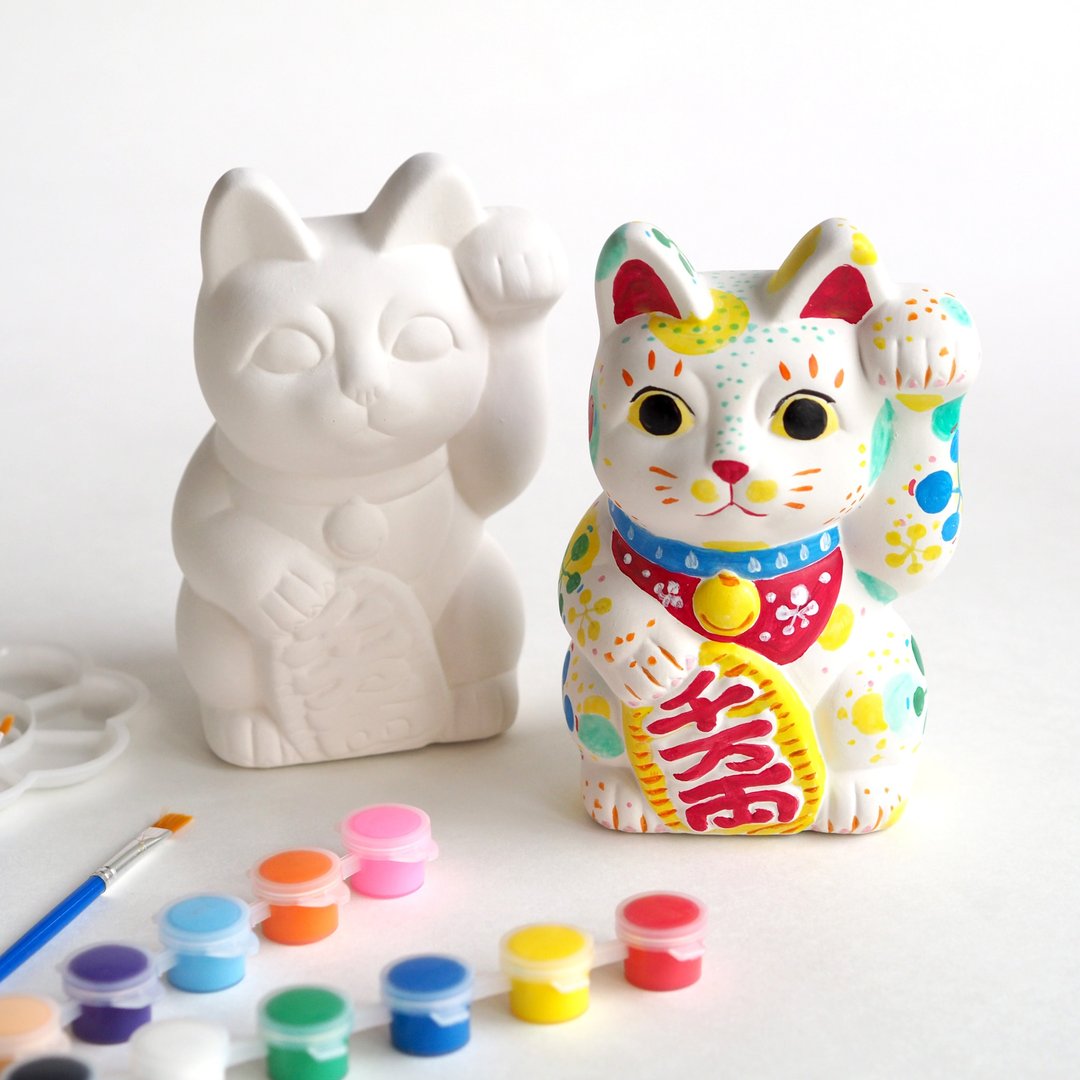 手作材料包【个性化招财猫扑满】附招财猫常用画法说明书 - 陶艺 - 瓷 白色
