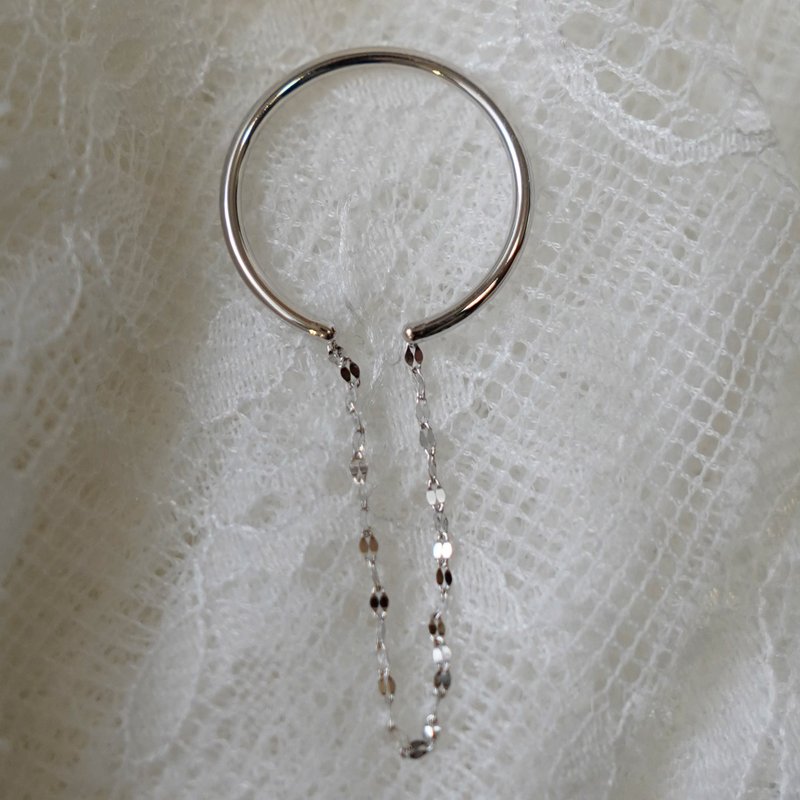 K18 链坠耳骨夹 - 耳环/耳夹 - 其他金属 银色