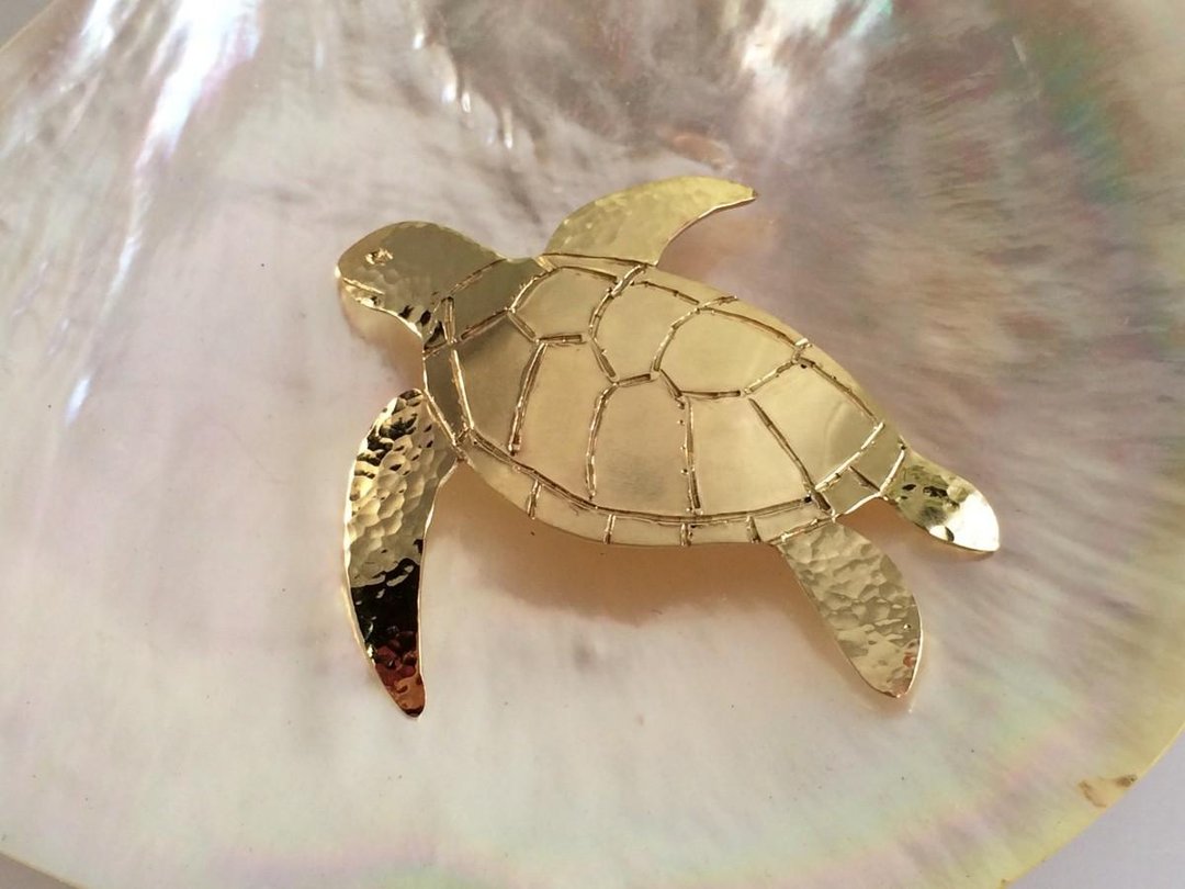 Sea turtle ☆ brass brooch - 胸针 - 其他金属 金色