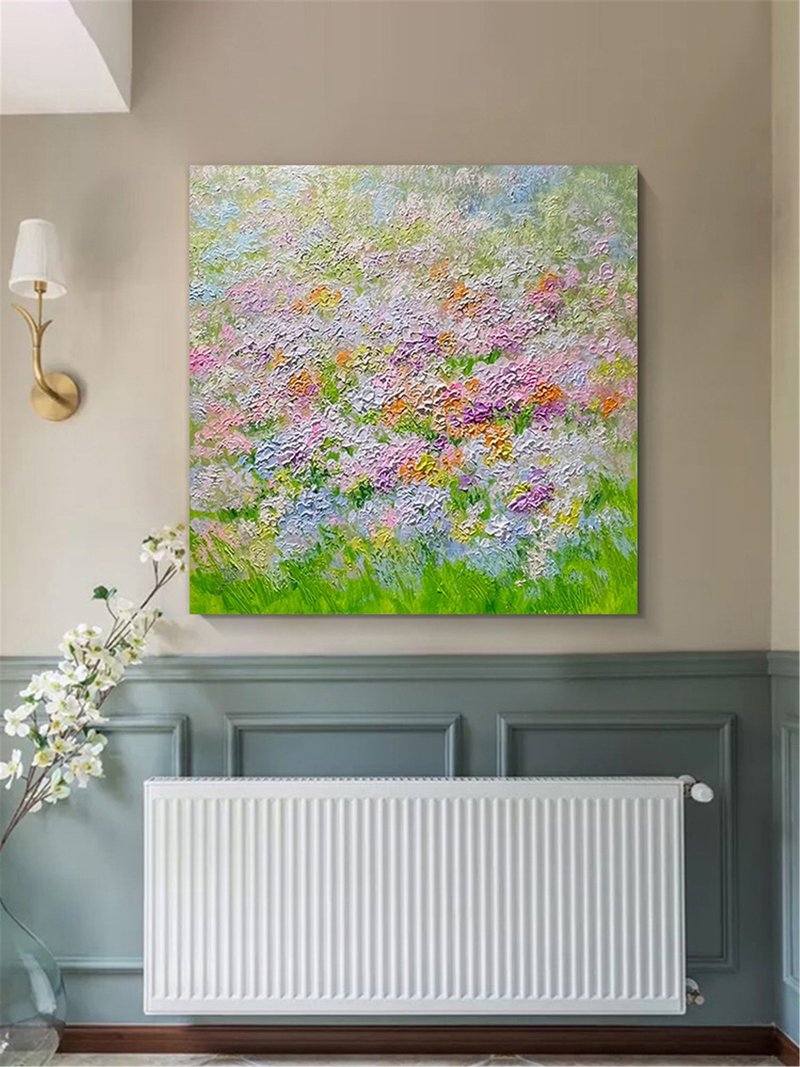 花园 原创手绘花卉装饰画肌理抽象画餐厅客厅挂画现代田园风治愈 - 海报/装饰画/版画 - 亚麻 