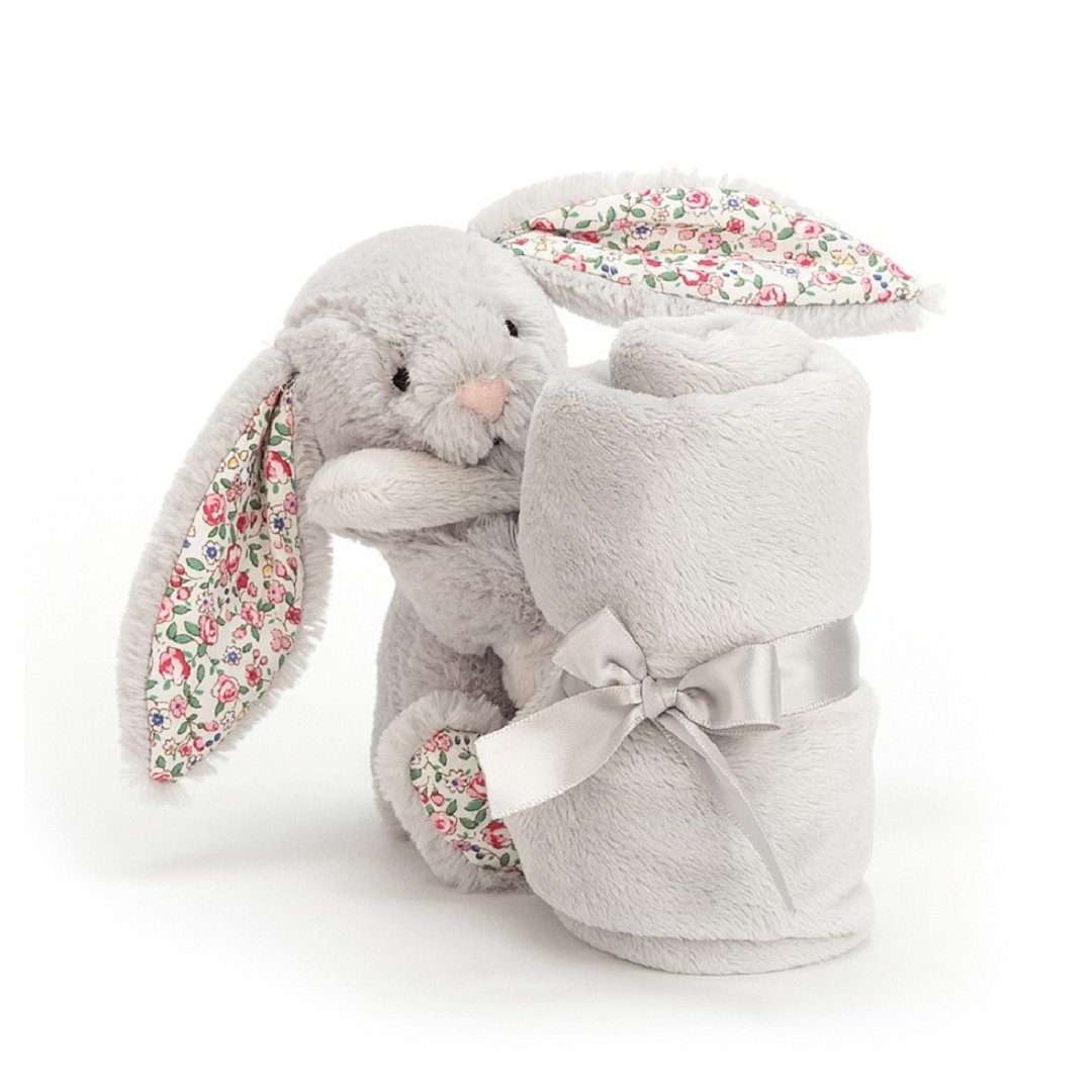 Jellycat Blossom Silver Bunny Soother 碎花银兔安抚巾 - 围嘴/口水巾 - 棉 银色