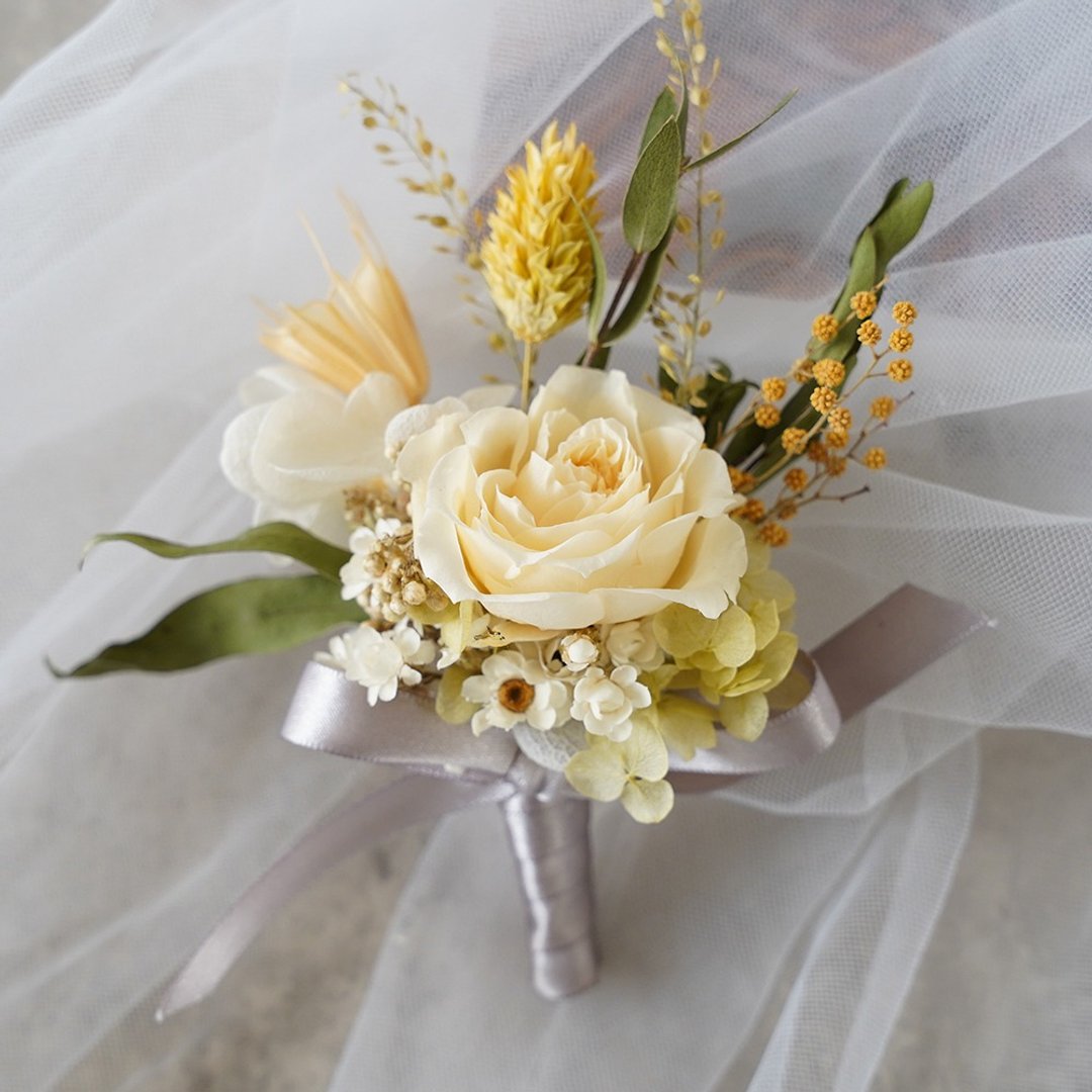 【竒植花物】主婚人胸花/婚礼胸花/新郎胸花/伴郎胸花/招待胸花 - 干燥花/捧花 - 植物．花 