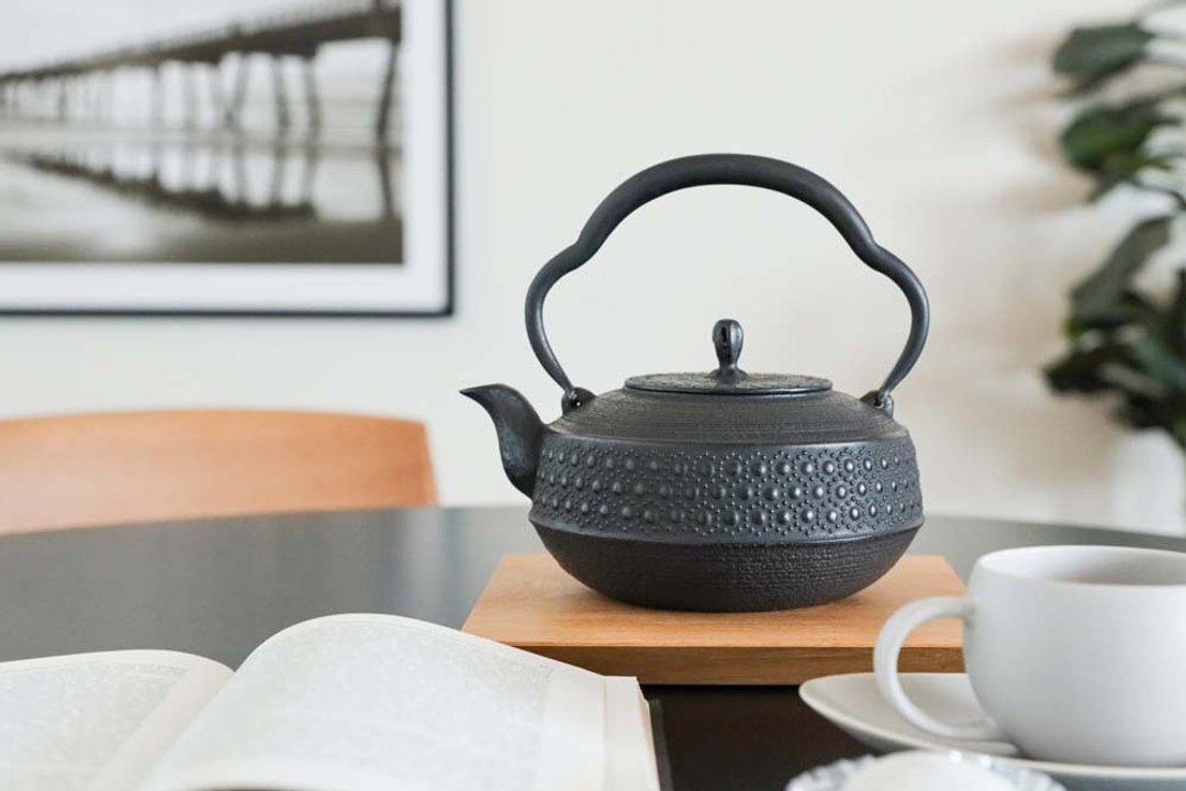 南部铁器 薰山工房 Nambutetsubin 南部铁壶 车轴型 龟甲 - 茶具/茶杯 - 其他金属 黑色