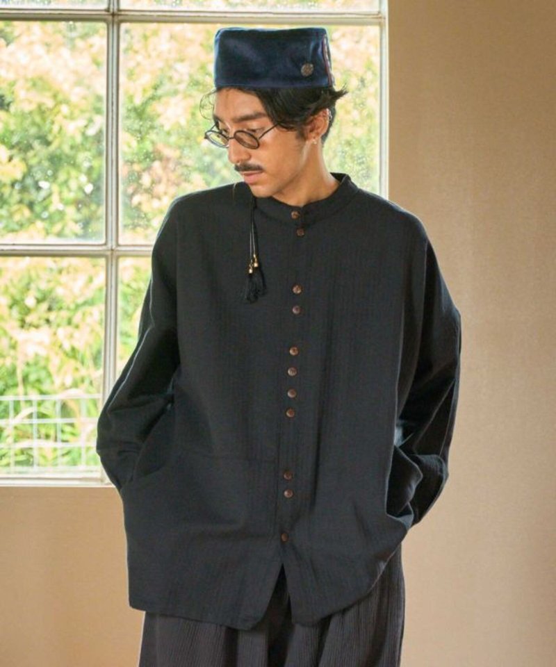【热门预购】尼泊尔棉质简约无领恣意钮扣衬衫(4色) NWW-4304 - 男装衬衫 - 其他材质 多色
