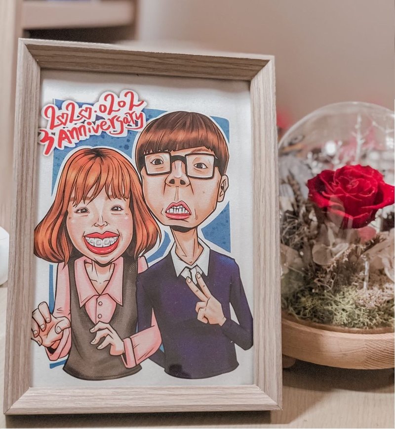 你好丑 (彩色/2人)。定制化/电绘/Q版/人像宠物/画像/似颜绘 - 订制画像 - 纸 