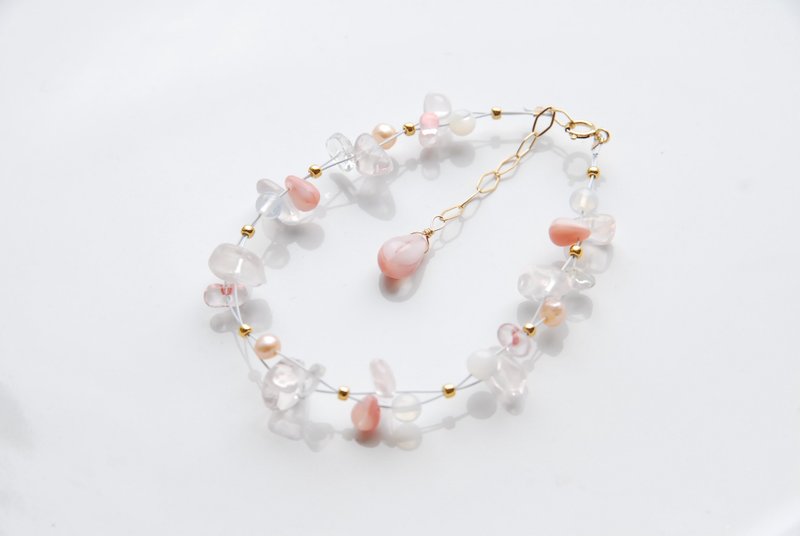 2024 春日 nylon 涂层线材手链 樱花 14KGF - 手链/手环 - 半宝石 粉红色