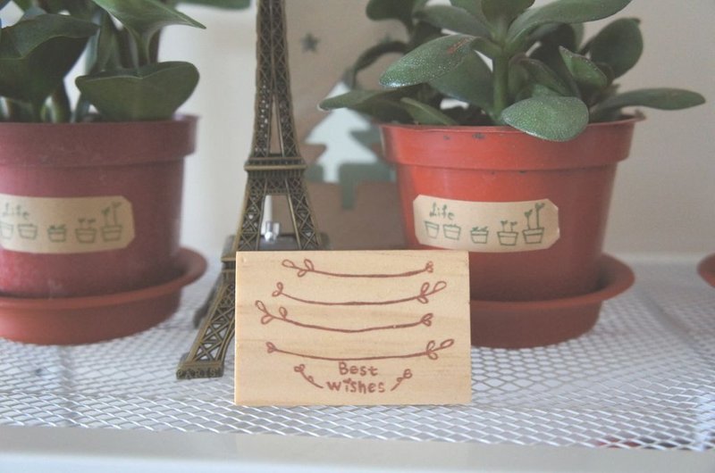 苹果丹丹手刻印章 ~ Best wishes 留言章 - 印章/印台 - 橡胶 咖啡色