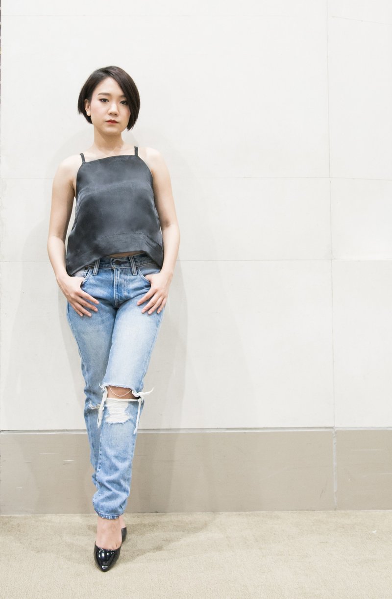 Black Organdy Camisole - 女装上衣 - 其他材质 黑色