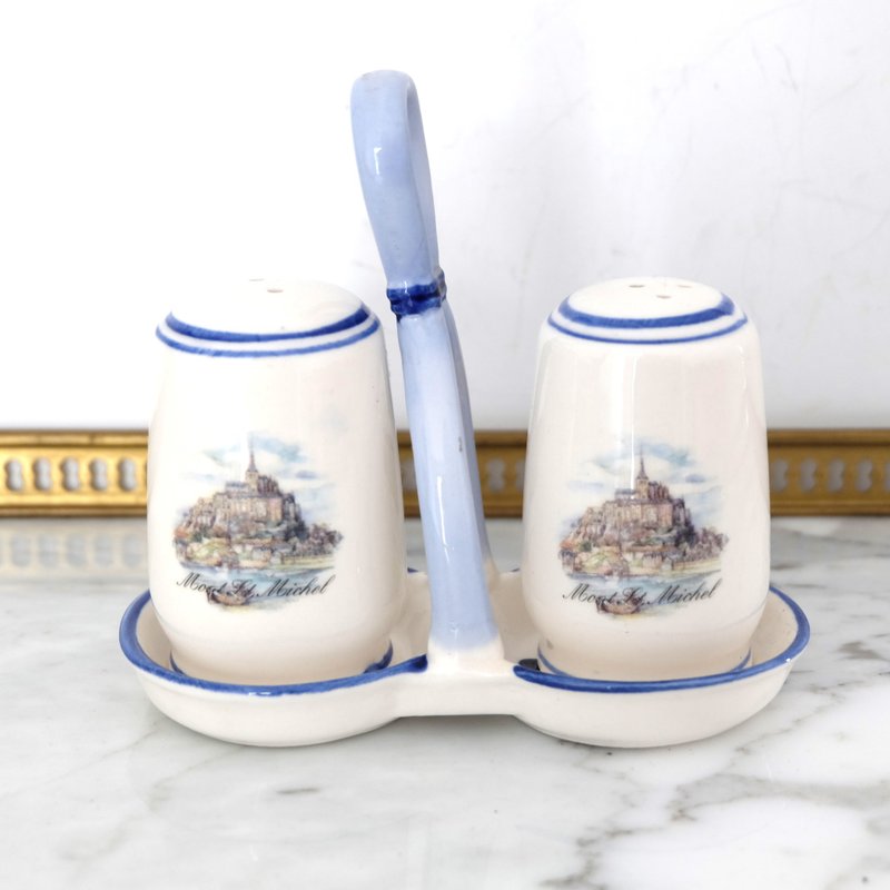 法国复古圣米歇尔山调味料瓶套装 - 调味罐/酱料瓶 - 瓷 白色