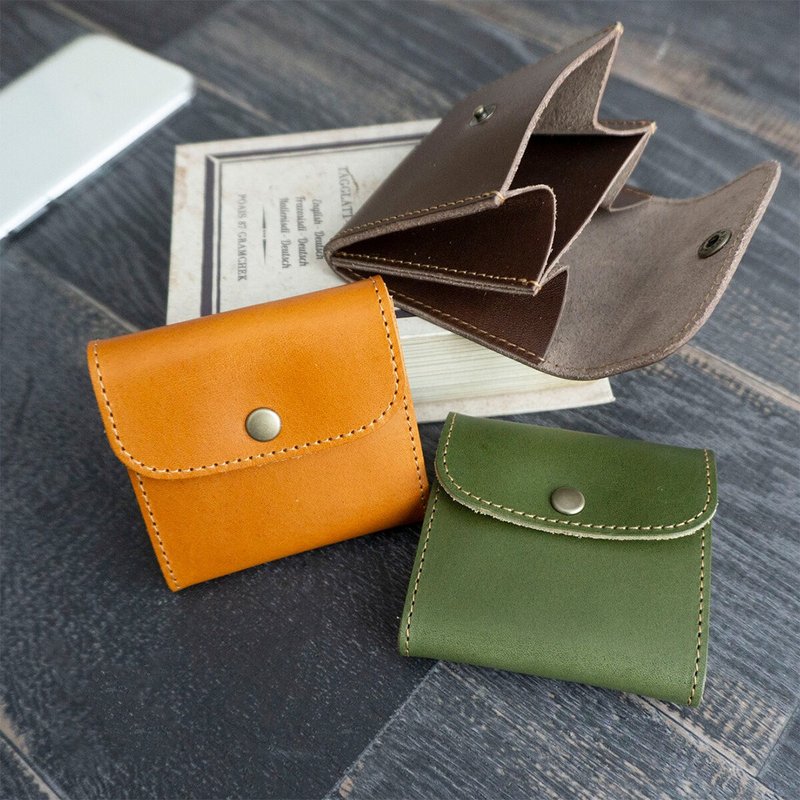 Tochigi Leather [Double Layer Coin Case] Camel Accessory Coin Case Leather HG16K - 零钱包 - 真皮 多色