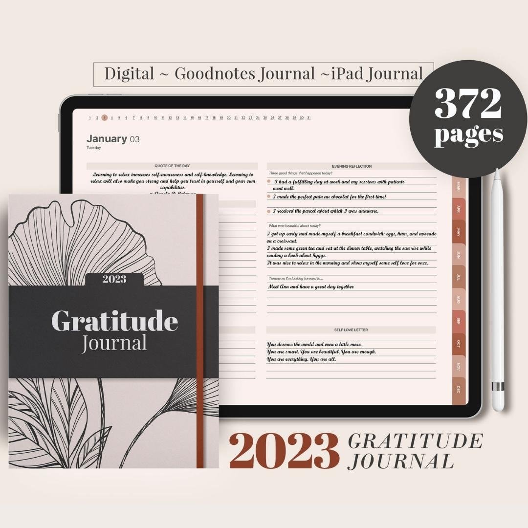 2023 Digital Gratitude Journal, 366 daily pages, 5 minute journal ipad goodnotes - 电子手帐及素材 - 其他材质 