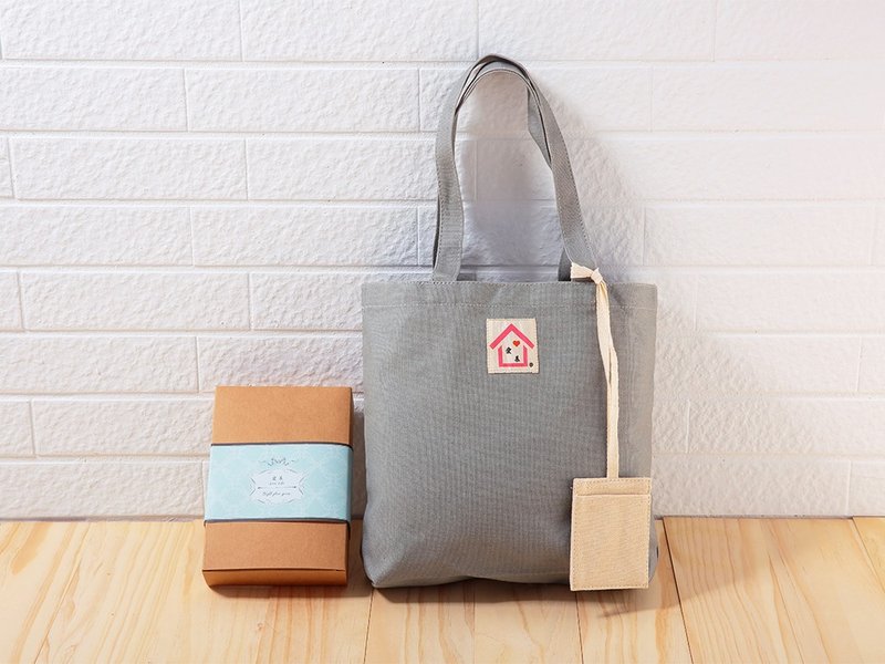买一送一/手作帆布袋-个性灰/交换礼物 圣诞礼物 - 侧背包/斜挎包 - 棉．麻 灰色