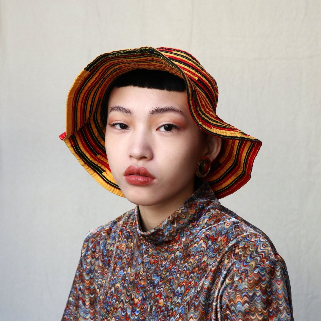 南瓜Vintage。古着 色条 休闲 遮阳帽 - 帽子 - 其他材质 橘色