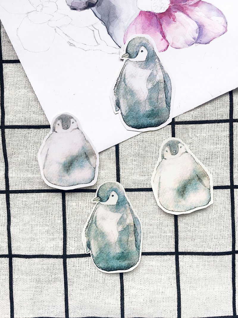 手绘 贴纸 企鹅 手工 水彩 calliyan stickers lovely hipster - 贴纸 - 纸 灰色