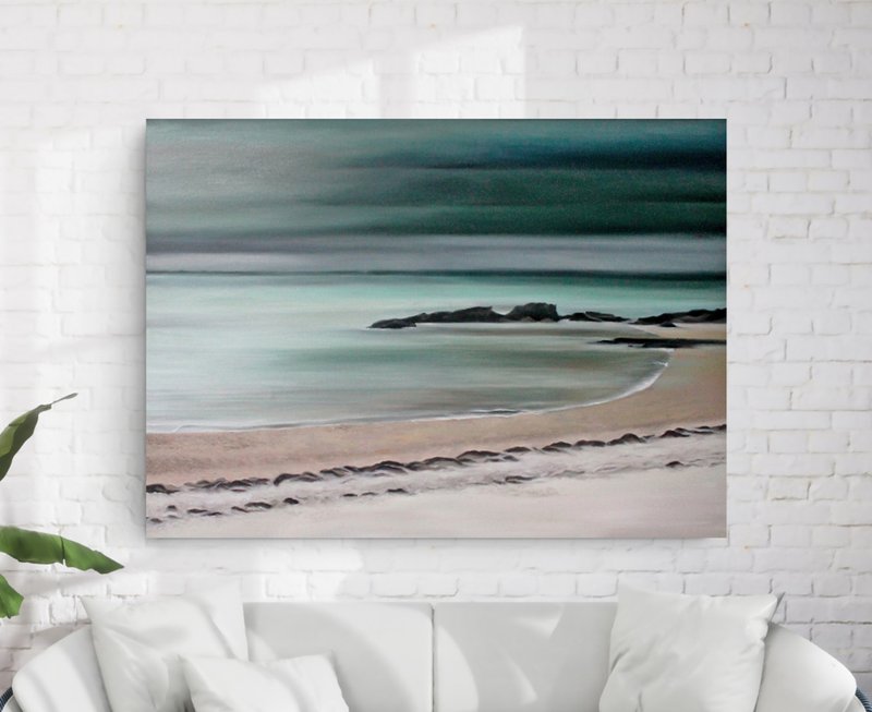 海洋绘画 | 深绿色海洋涂料 | 海墙艺术 | 深色海洋绘画 | Nord - 墙贴/壁贴 - 棉 绿色