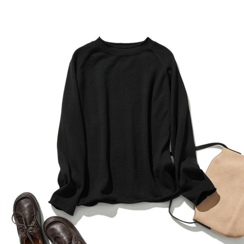 经典百搭纯棉毛衣 柔软舒适 层次首选 简约时尚  黑色 230214-6 - 女装上衣 - 棉．麻 黑色