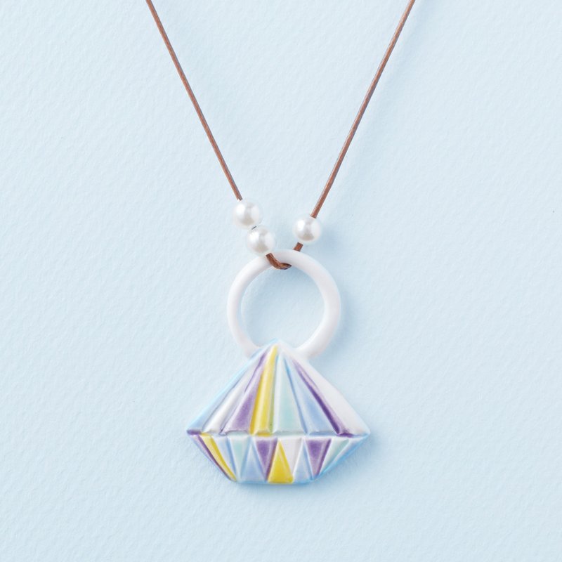 钻戒－手工白瓷颈链 - 颈链 - 瓷 蓝色