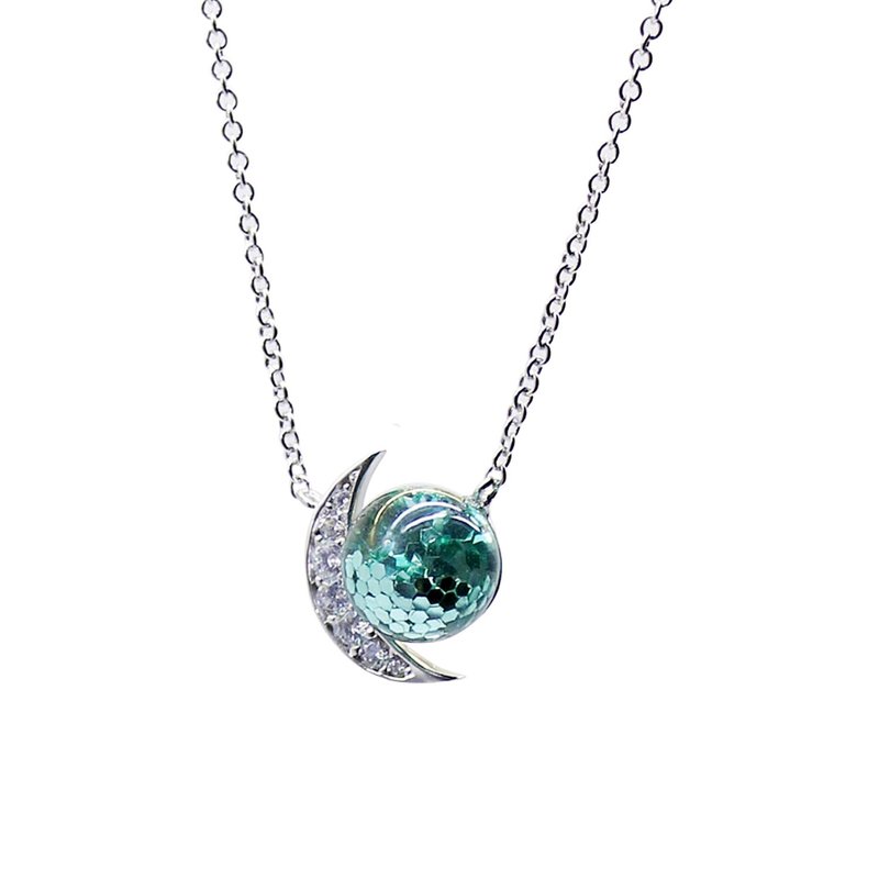 Lunar and Planetary Snowball Silver Necklace - 项链 - 玻璃 