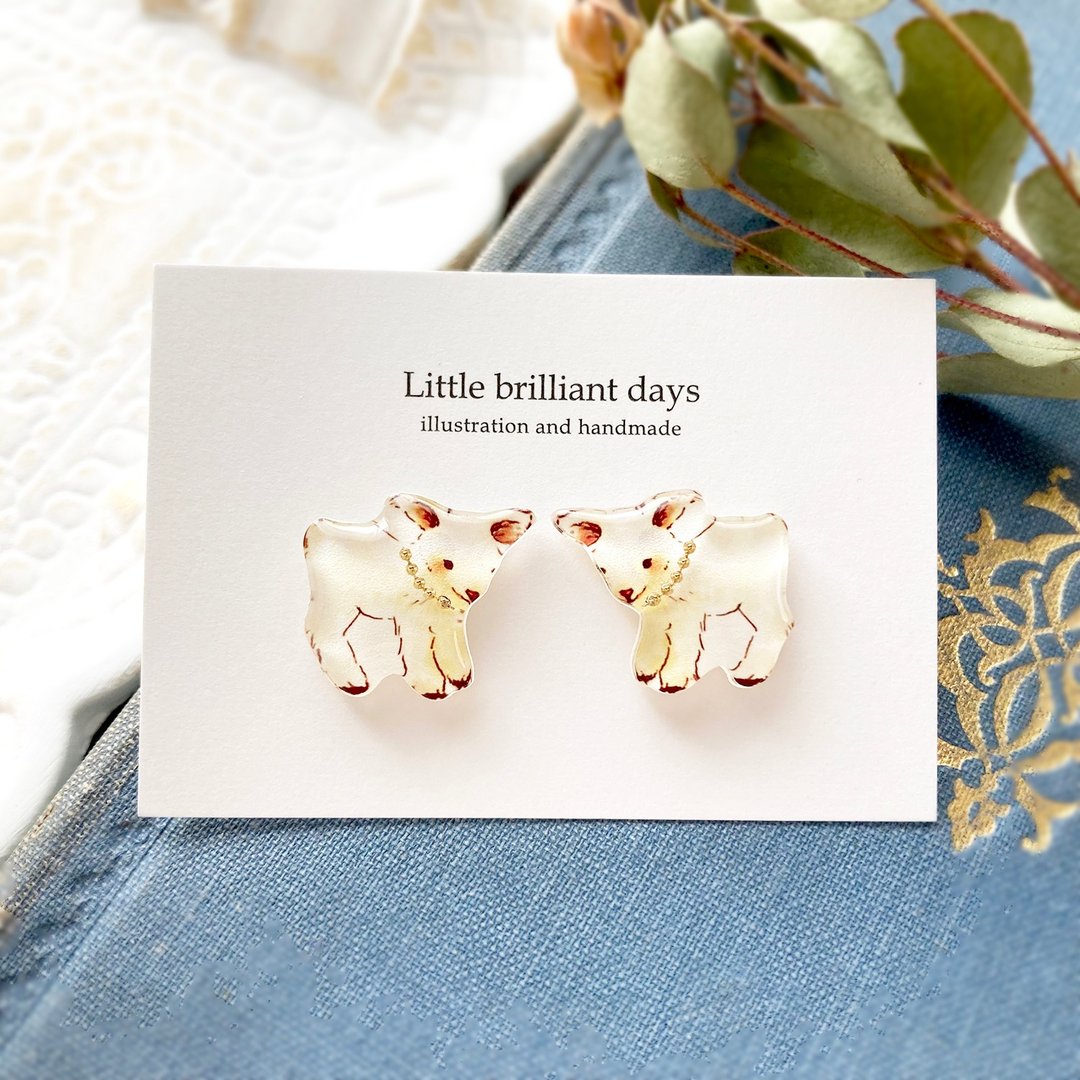 Goat earring baby Clip-On earrings animal series - 耳环/耳夹 - 塑料 白色