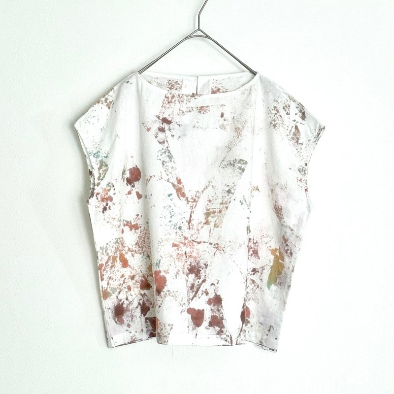 手染りの绵麻半袖衬衫 - 女装上衣 - 棉．麻 多色