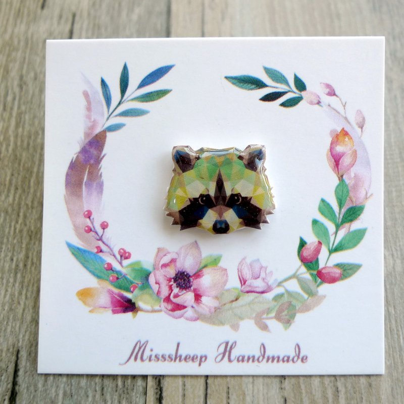 Misssheep-U68-几何动物系列 狸猫  手作耳环 (耳针 / 可转透明耳夹) 单只 - 耳环/耳夹 - 其他材质 