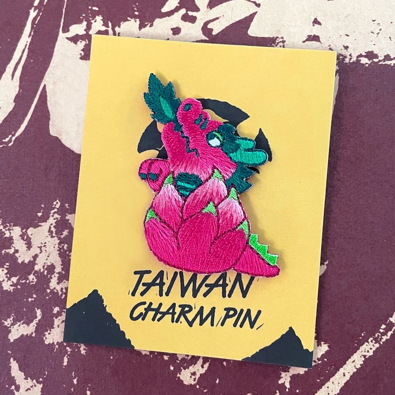 火龙果吉啦 刺绣别针 - 徽章/别针 - 聚酯纤维 多色