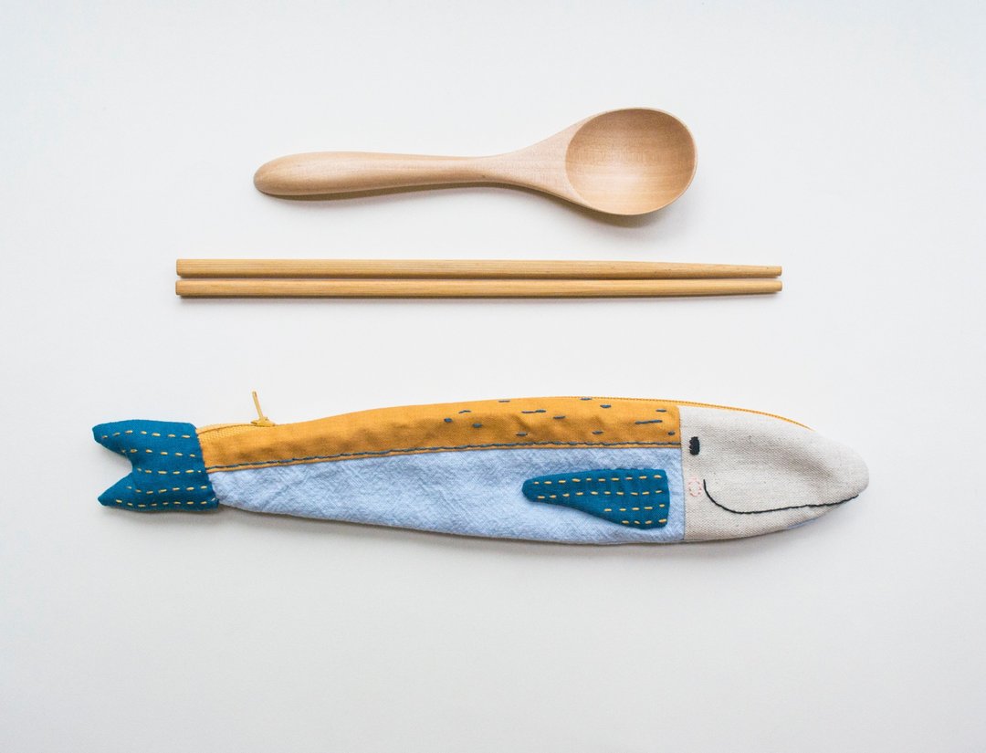 Travelling Tuna cutlery pouch - 海灘 - 筷子/筷架 - 棉 多色
