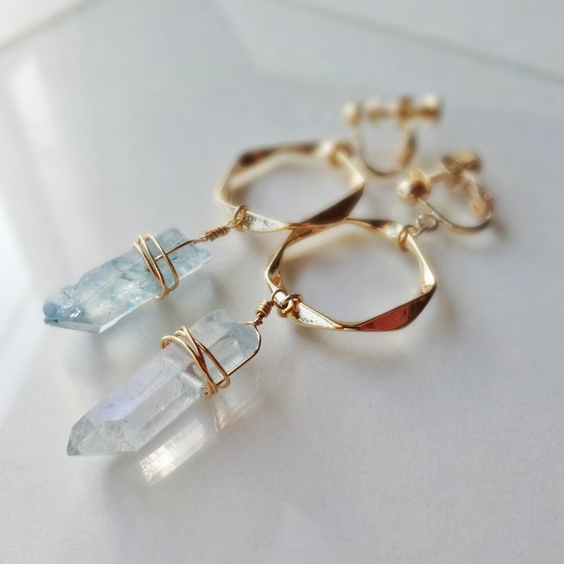 Crystal Blue Stick Earrings - 耳环/耳夹 - 宝石 透明
