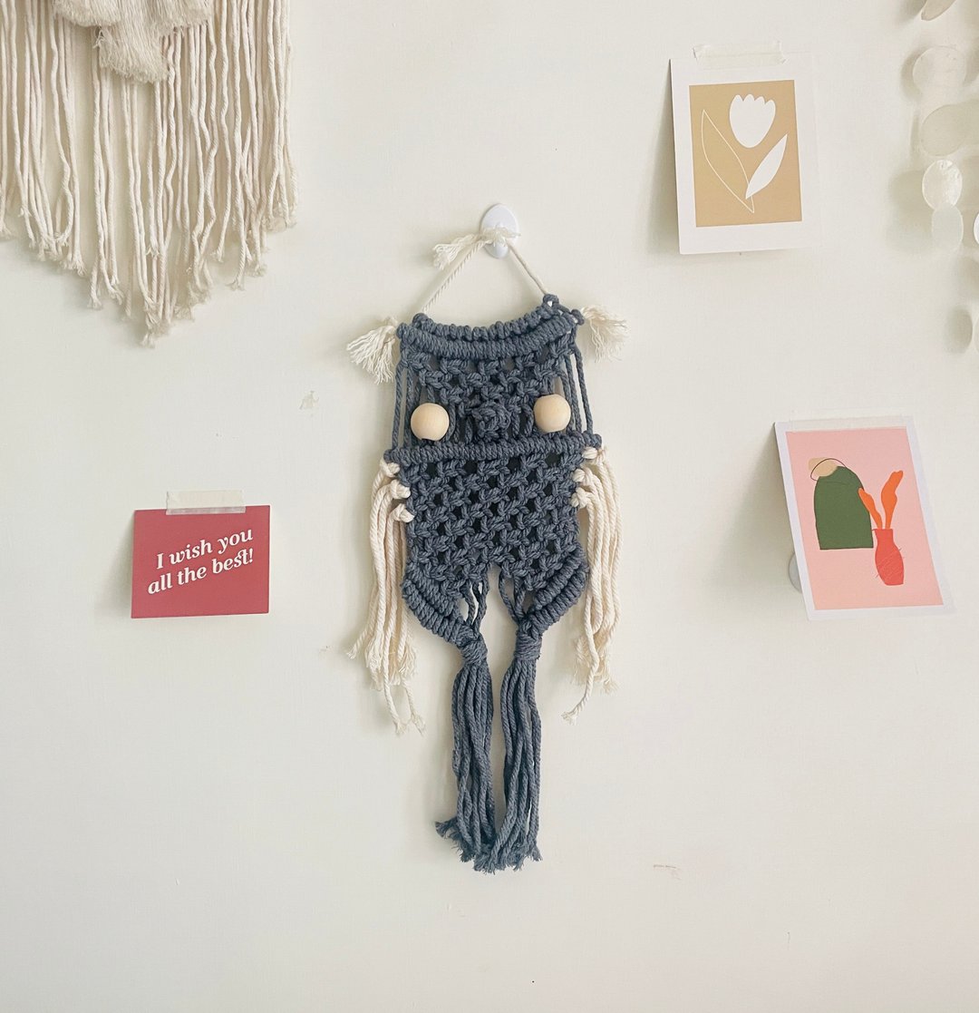 猫头鹰编织挂饰【Diy Macrame owl kit】材料包2 - 编织/刺绣/羊毛毡/裁缝 - 棉 