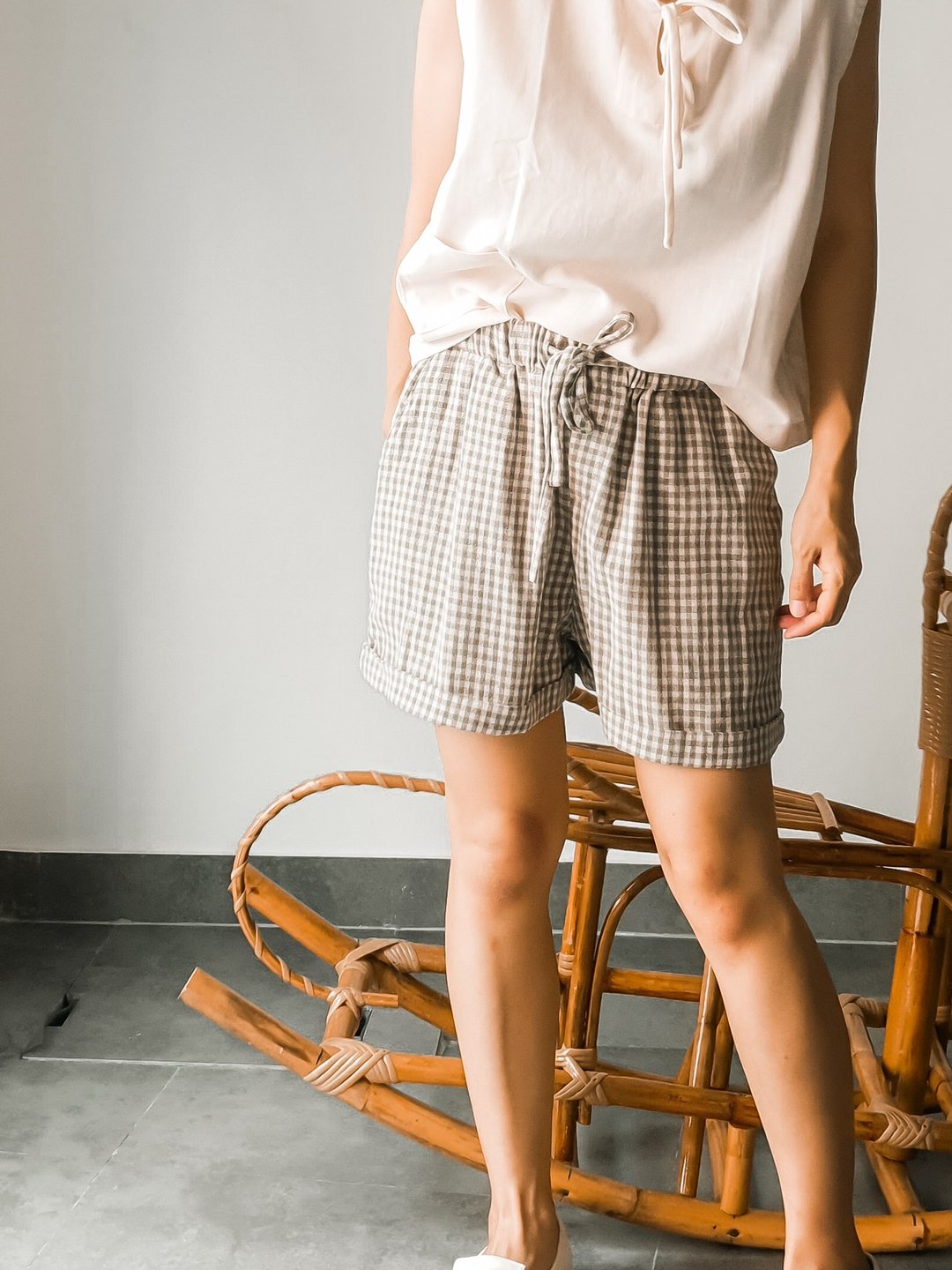 Earth Shorts cotton indigo dyed - 女装短裤 - 棉．麻 绿色