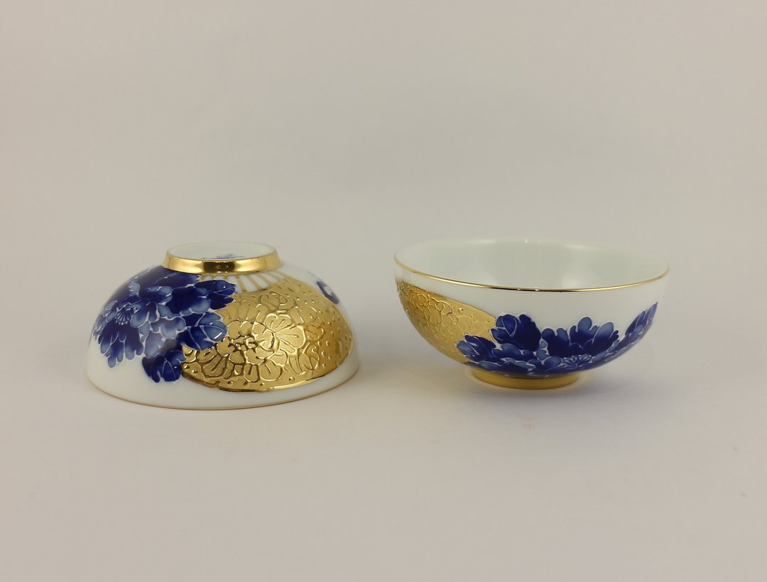 纯手绘茶杯-广结善缘对杯(中圆杯)-青花牡丹 - 茶具/茶杯 - 瓷 蓝色