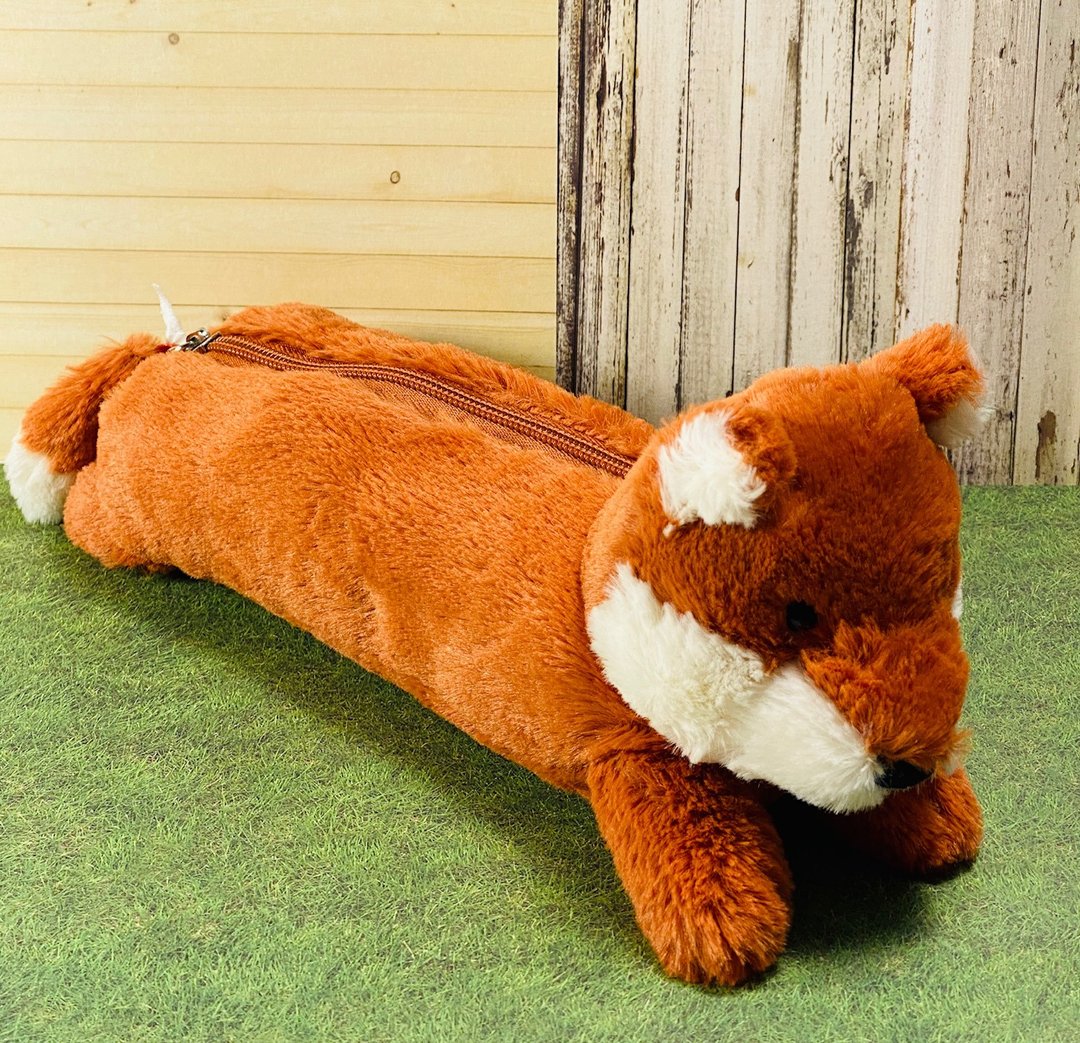绒毛布偶收纳笔袋 Bashful Fox Longbag 小狐狸 - 铅笔盒/笔袋 - 聚酯纤维 金色