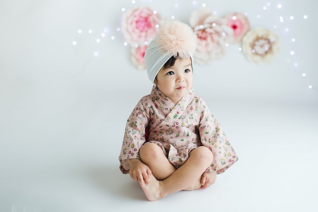 Cute Baby Kimono Romper Girl Fox Asami - 包屁衣/连体衣 - 棉．麻 粉红色