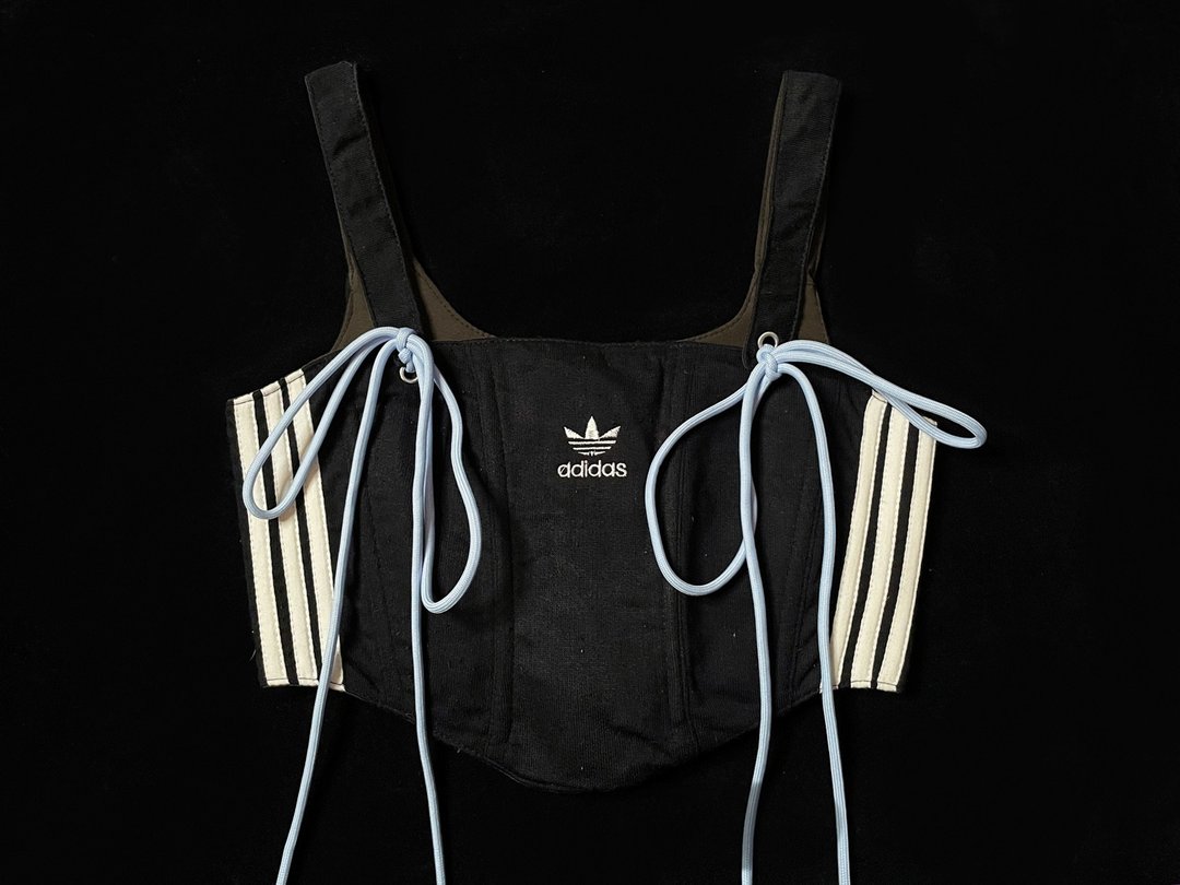 REGETHER 古着改制 adidas 背心式绑带马甲 BRA TOP -02 - 女装背心 - 棉．麻 黑色