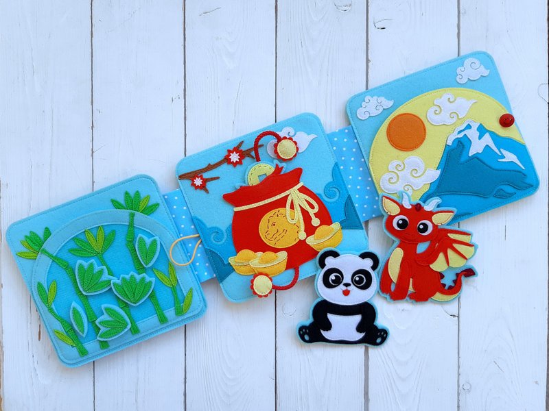 Felt book with the dragon symbol of 2024, Red Dragon, 紅龍, Perfect gift - 玩具/玩偶 - 环保材料 红色