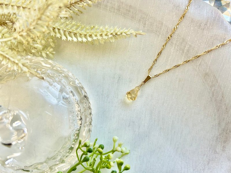 水滴形黄水晶项链 印度轻珠宝手工珠 黄水晶项链 黄水晶 - 项链 - 水晶 金色