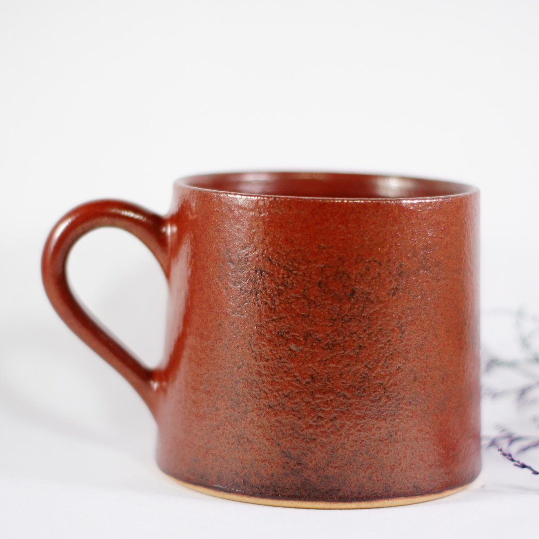 橘皮铁红山形杯,茶杯,马克杯,水杯,咖啡杯-约350ml - 咖啡杯/马克杯 - 陶 红色
