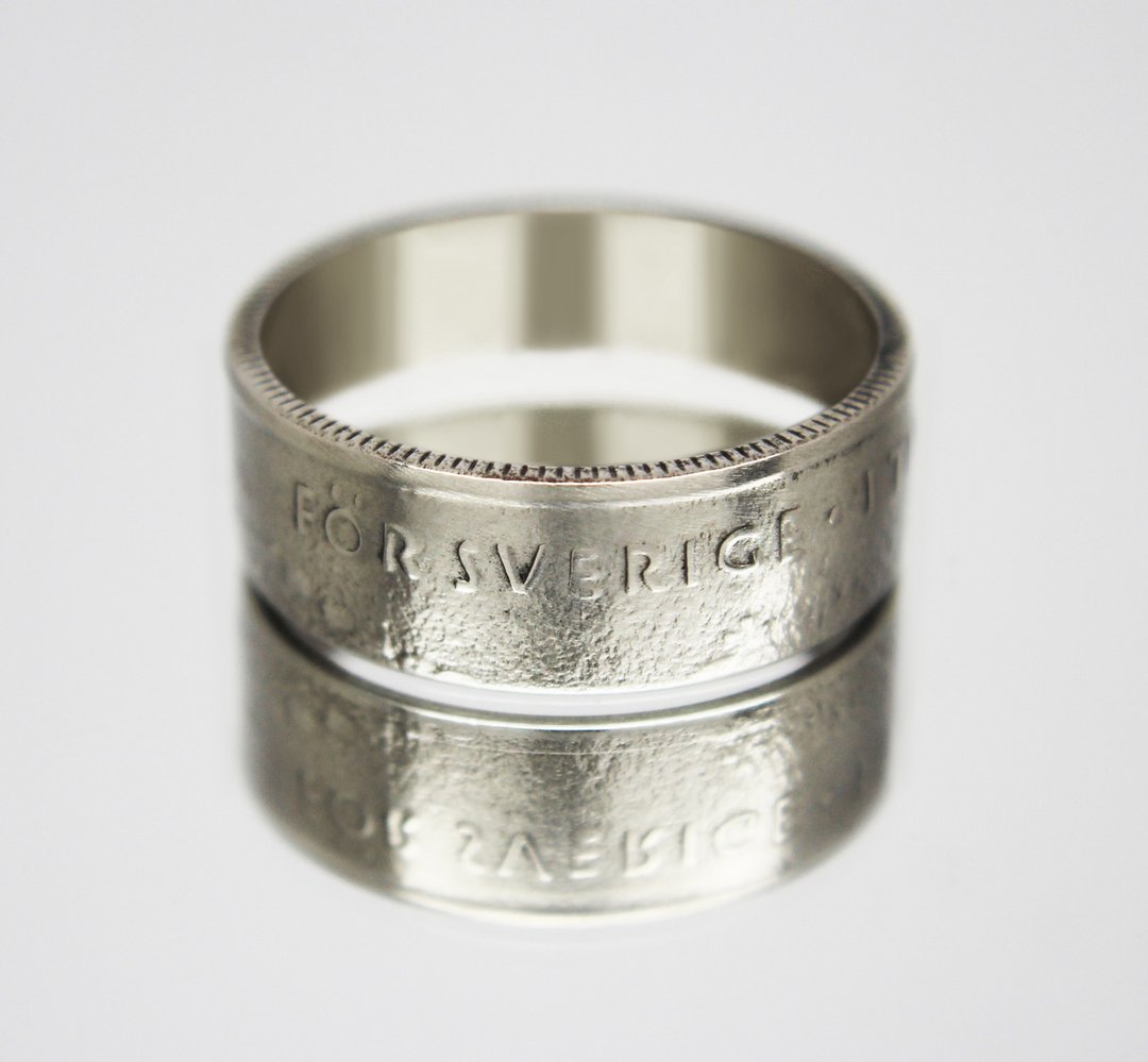 Sweden Coin Ring 1 Krona Carl XVI Gustaf 2005 men coin rings women coin ring - 戒指 - 其他金属 