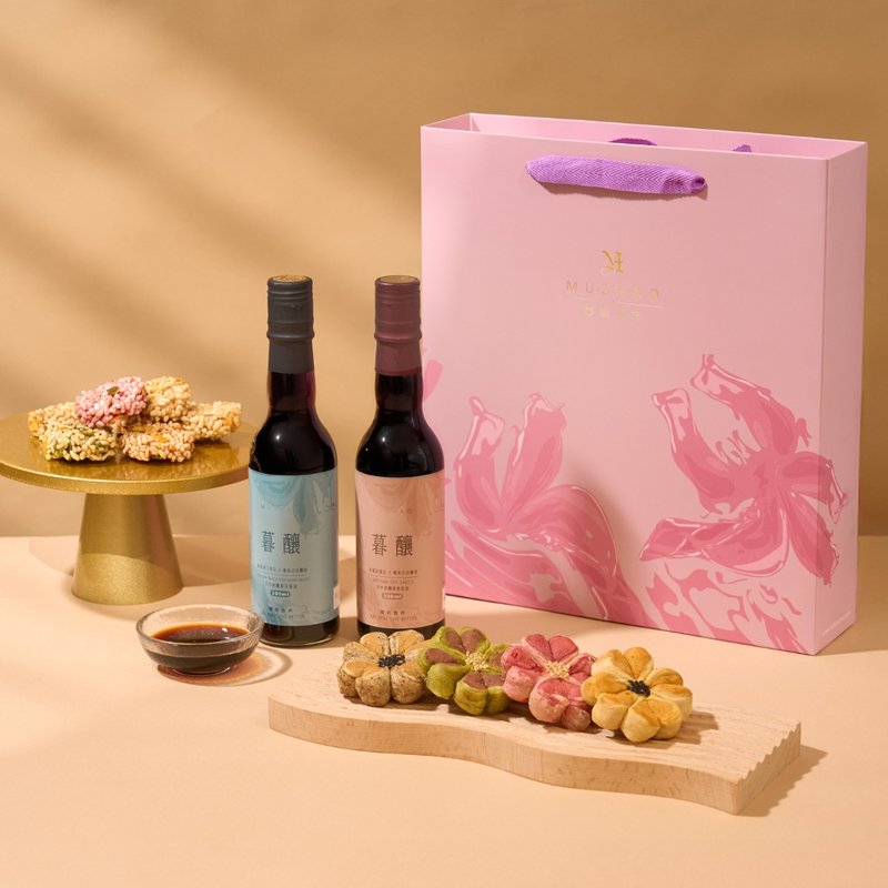 【新年礼盒首选】流金岁月礼盒12盒 | 纯酿酱油 幸花酥 酱香米饼 - 零食/点心 - 新鲜食材 粉红色