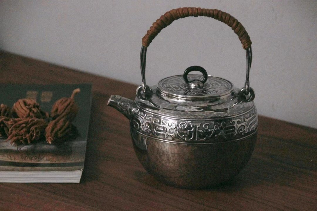 尚帧品 瓦当纹型银壶 纯银壶 银壶纯银9999 - 茶具/茶杯 - 纯银 