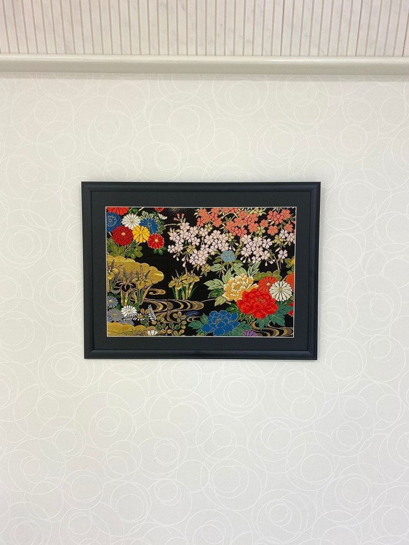 带框 101 刺绣和服花痴日式和风室内礼物结婚礼物乔迁长寿庆典好运带框室内装饰日本制造 - 墙贴/壁贴 - 丝．绢 黑色