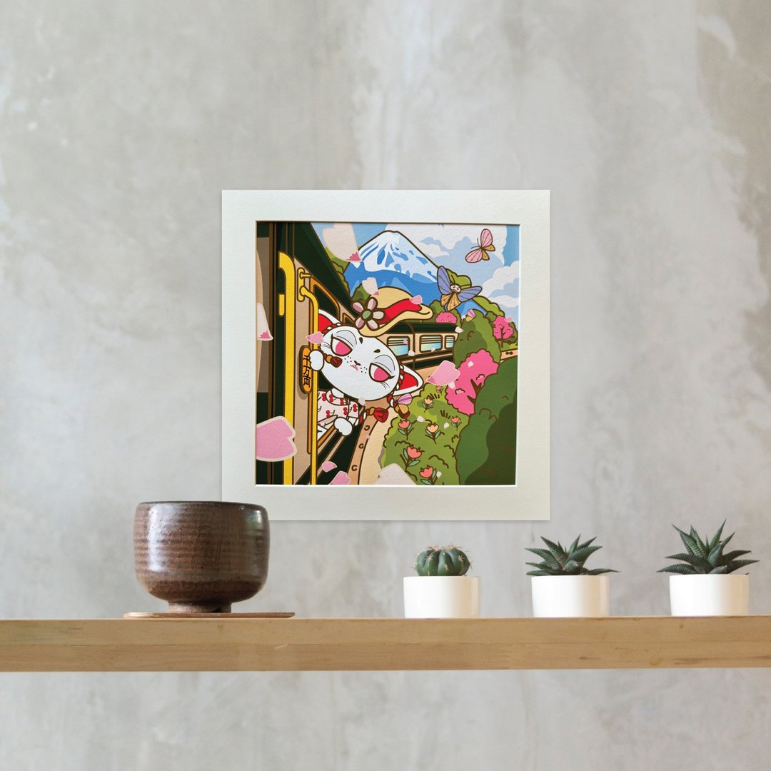 【招财猫】Mittsu Kumi 原创作品-卡纸框装裱、艺术微喷画 - 海报/装饰画/版画 - 纸 白色