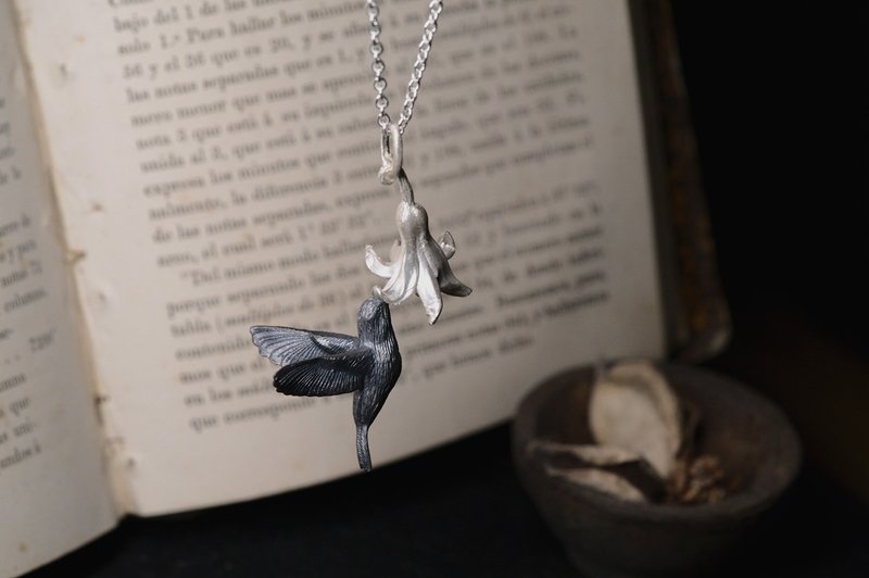 925纯银 鸟与花吊坠 (不包括银链) - 项链 - 纯银 银色